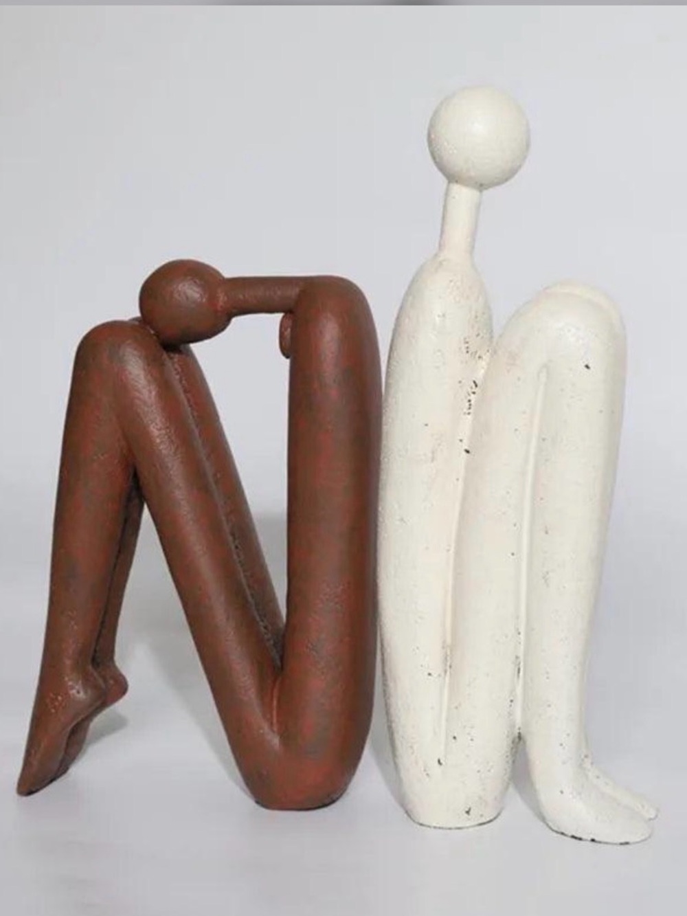 SOGA Modern Boho Abstract Resin Sculptural Bookends Set Organic Shelf Decor